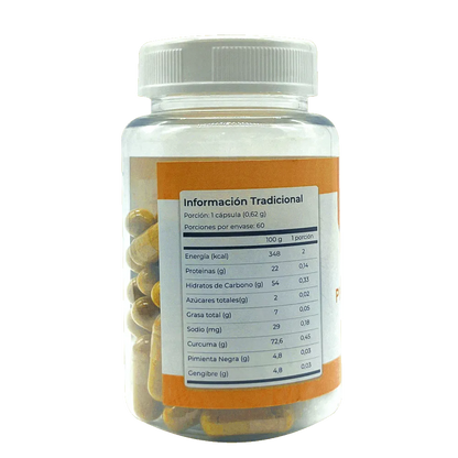 Cúrcuma + Pimienta Negra (Curcumina) - 60 Cápsulas